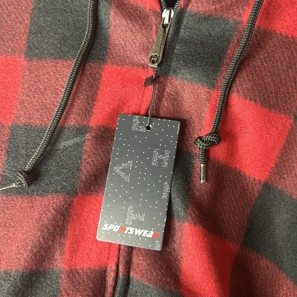 🆕 SPORTSWEAR SHERPA Zip Up Fleece Flannel Sweatshirt Heavy Lined Hooded NWT $90 - Picture 11 of 11